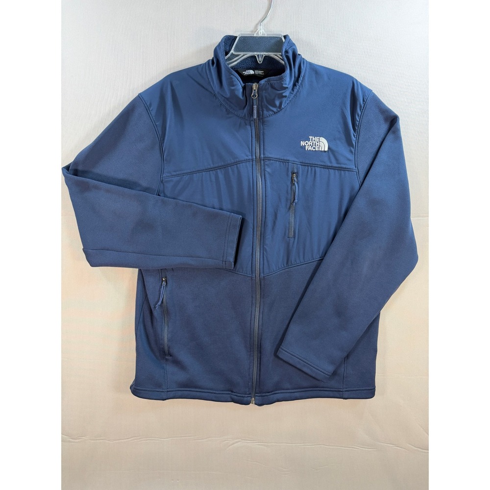 The North Face Mens Hybrid Softshell Fleece Full Zip Jacket Navy Blue Large
